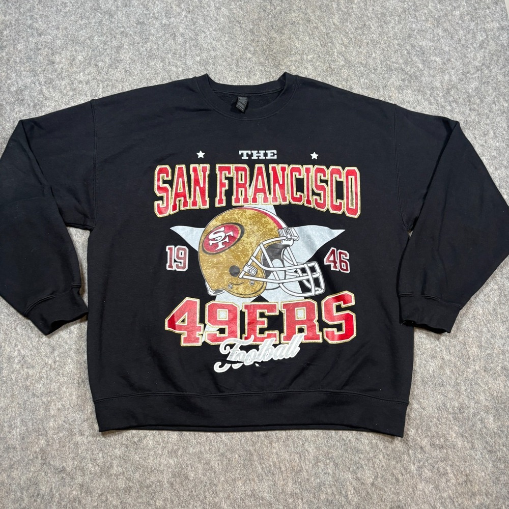 The San Francisco 49ers Football Pullover Sweatshirt Size XL Black Long Sleeves